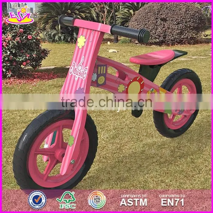 2017 Best design original work pink balance wooden kids bikes for sale W16C179