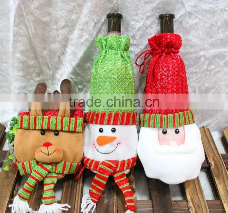 wholesale santa wine bottle bag gifts wine bag for christmas