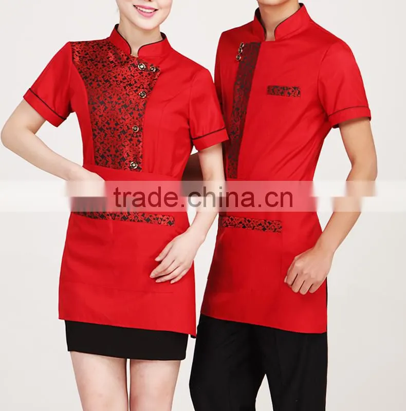 OEM new design Chinese hotel restaurant uniform waiter waitress uniform