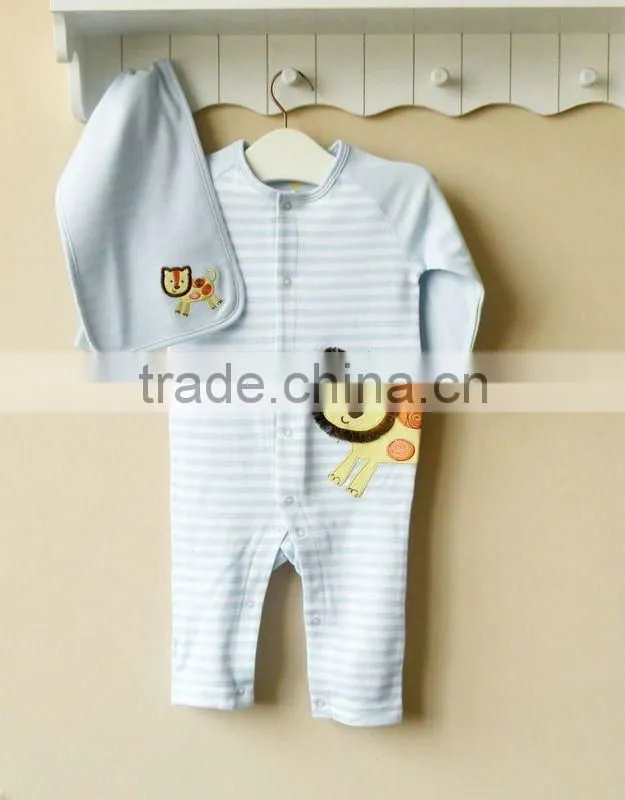 mom and bab 2012 100% cotton embroider baby handkerchief romper set