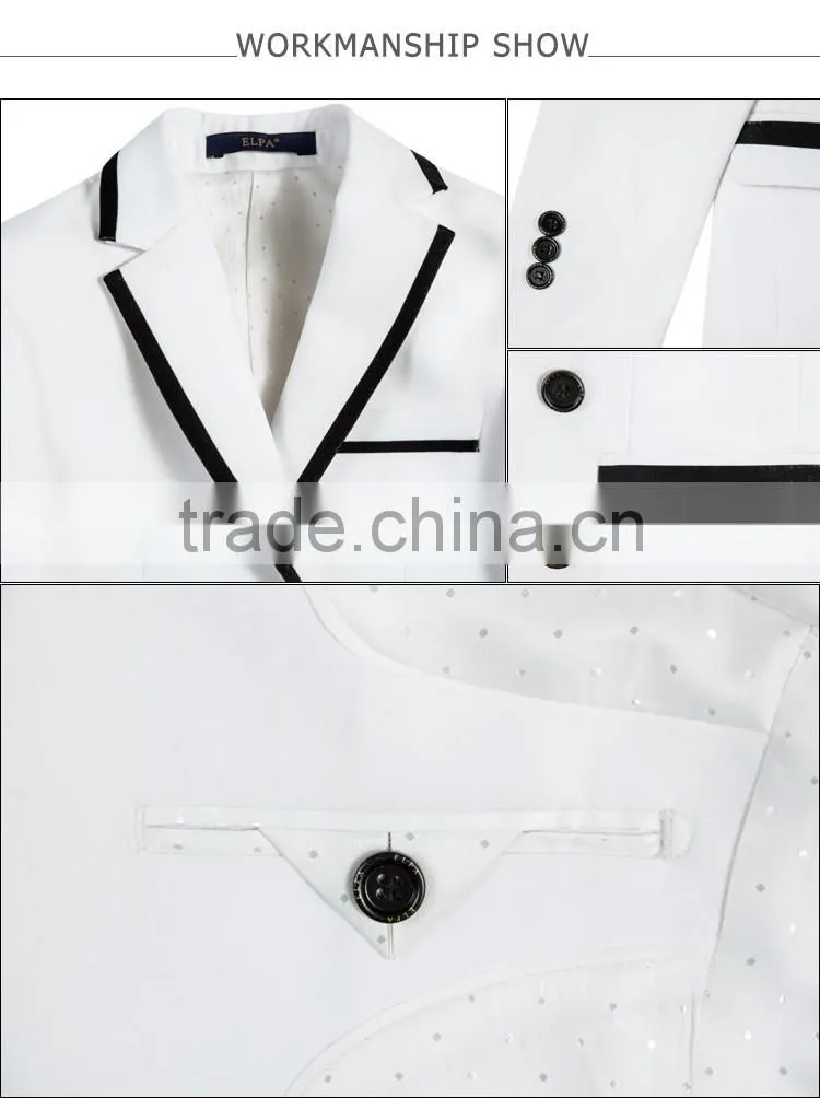 Elpa NXB0082 formal designer fancy wholesale black 3 piece white boys suits