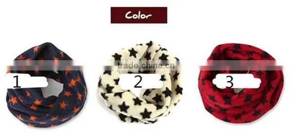 Korean style lovely winter warm acrylic five-pointed star pattern fashion baby scarf kids infinity scarf