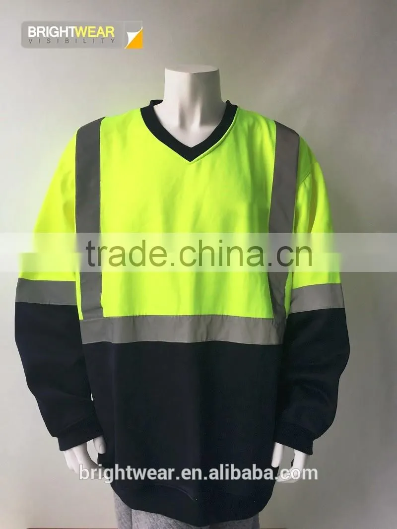 Two tone hi vis jacket safety sweatshirt with 3M reflective tape for Australia