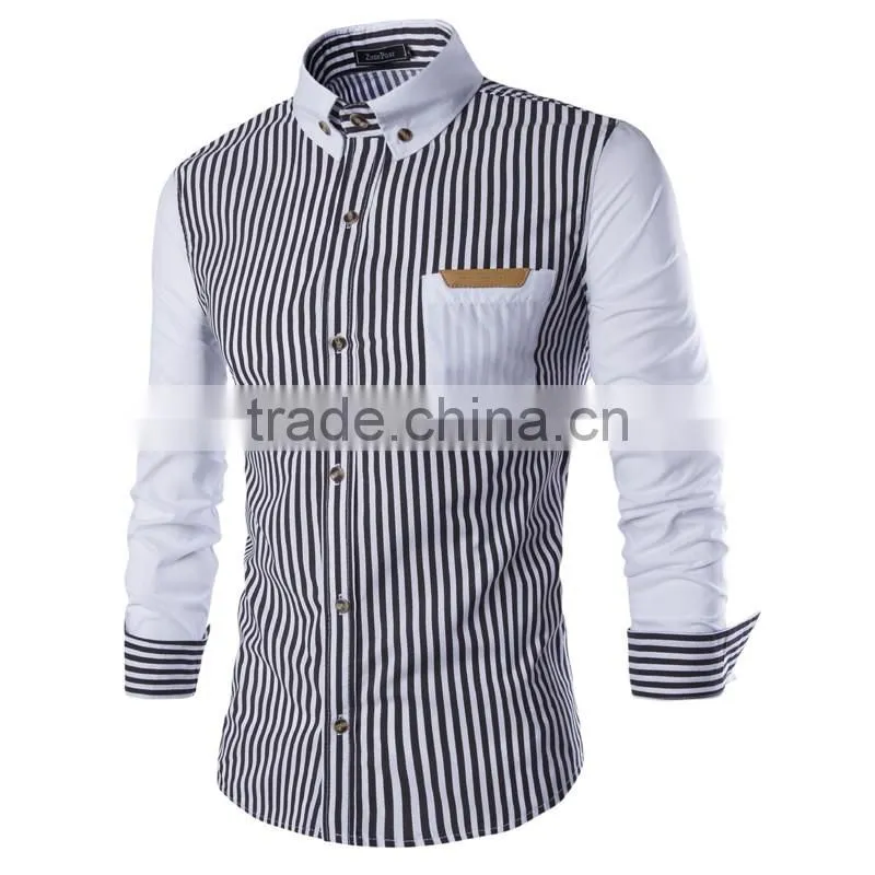 2017 latest fashion design stripe nice fit cotton shirts for men