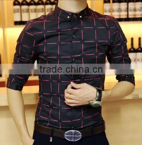 Thin section plaid shirt with short sleeves