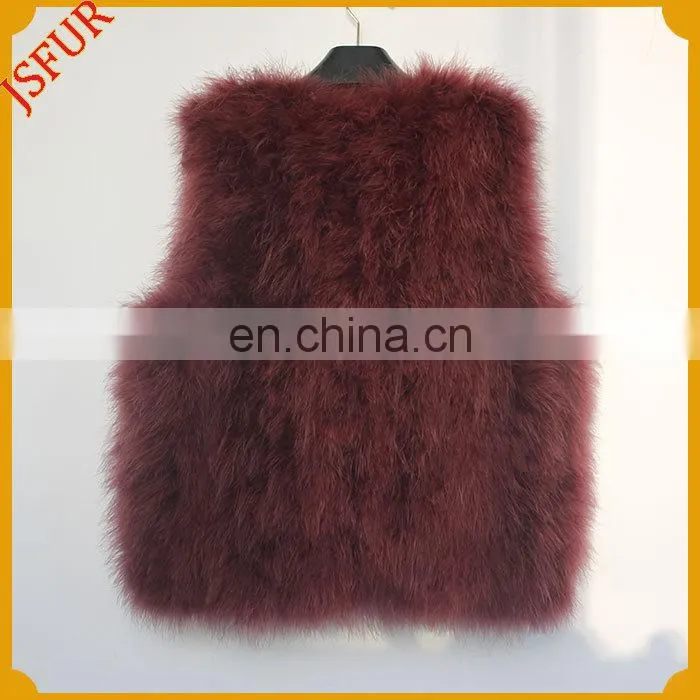 2015 Newest Design Brief Style Women Real Turkey Feather Vest Spring Coat