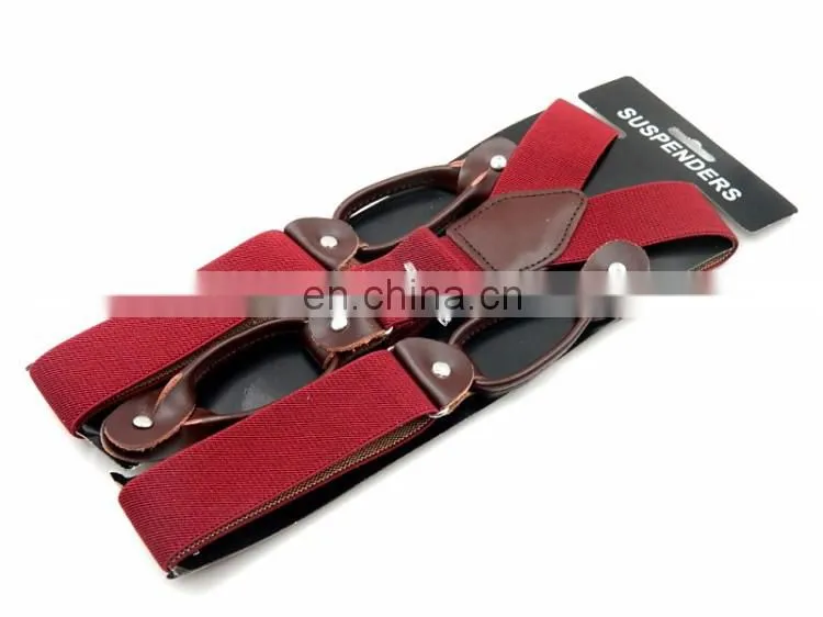 2017 Best quality leather mens suspenders button suspenders