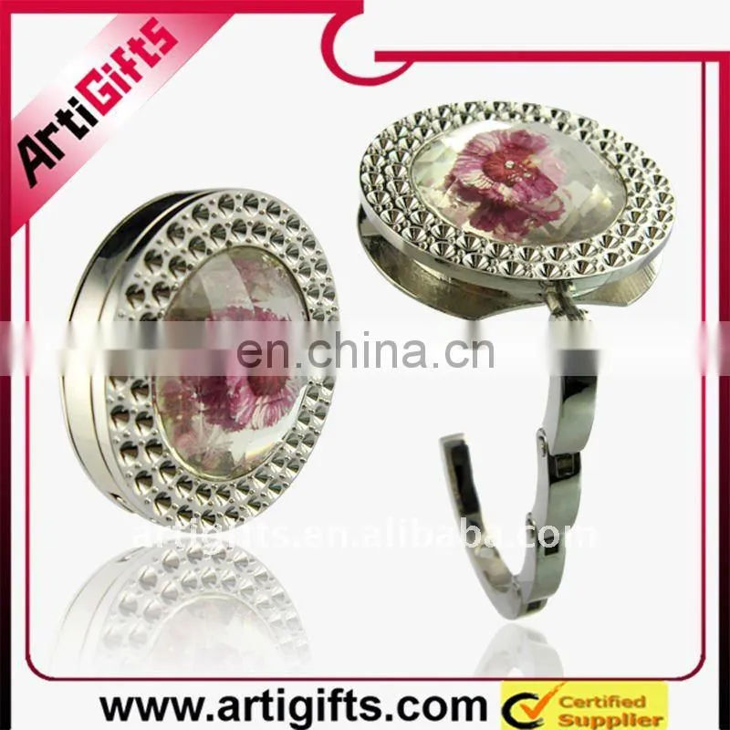 compact mirror foldable purse hanger with chain