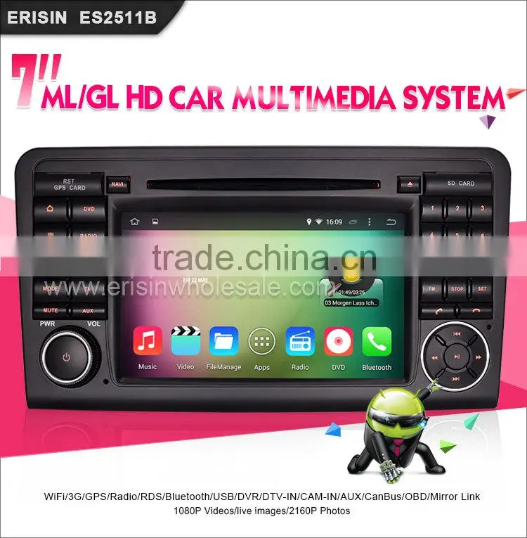 Erisin ES2511B 7" Auto Radio 2 Din Car DVD GPS with Android 4.4.4 Canbus for Mercedes X164