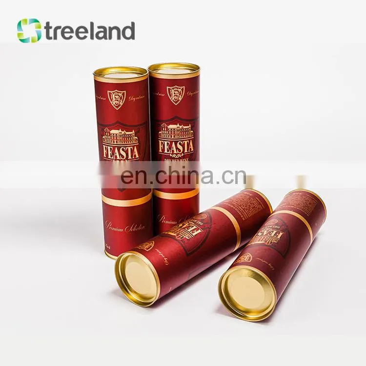 Luxury Wine Bottle Packaging Customized Cylinder Paper Tube Canister Recyclable Round Cardboard Tube