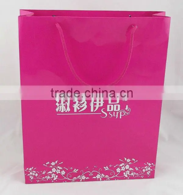 2015 new design cheap custom shopping paper bag with handle, in machine price