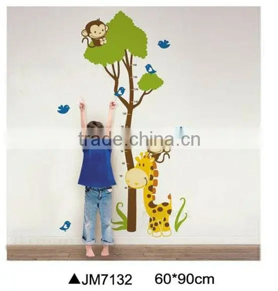 Kindergarten Room Removable Cartoon Kids Height Growth Chart Wall Sticker