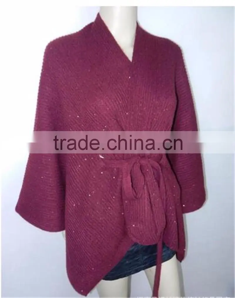 ladies women Fashion Blanket office Cashmere Pashmina & Wool knitted 2016 New Winter Warm Top Cape with belt