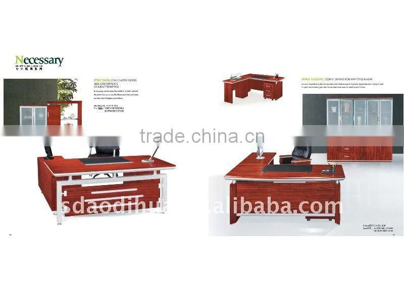 Good-selling modern office desk black color wood desk A-2011 with metal leg