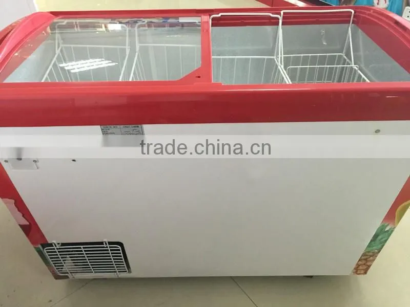 268L supermarket display freezer with one free basket