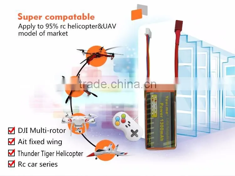 You&Me 3S 11.1V 1300mAh 25C Lithium Polymer Battery For RC Quadcopters RC Models