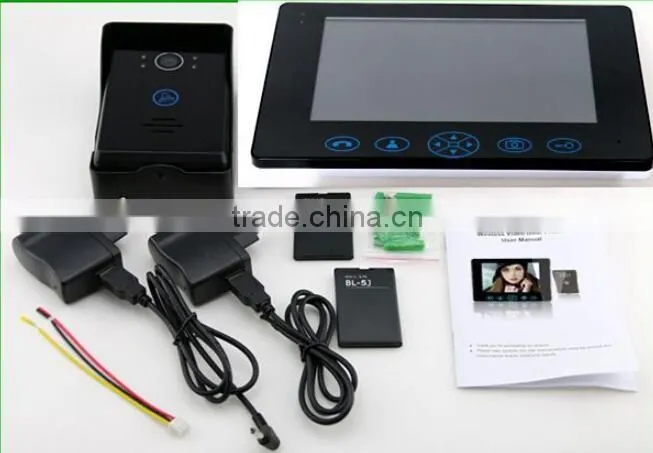 Hot selling 9''color wireless video door bell,alarm video intercom doorbell,wireless unlocking