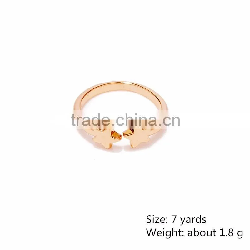 Exquisite Ladies Jewelry Women Accessories 2 Stars Right Hand Ring New