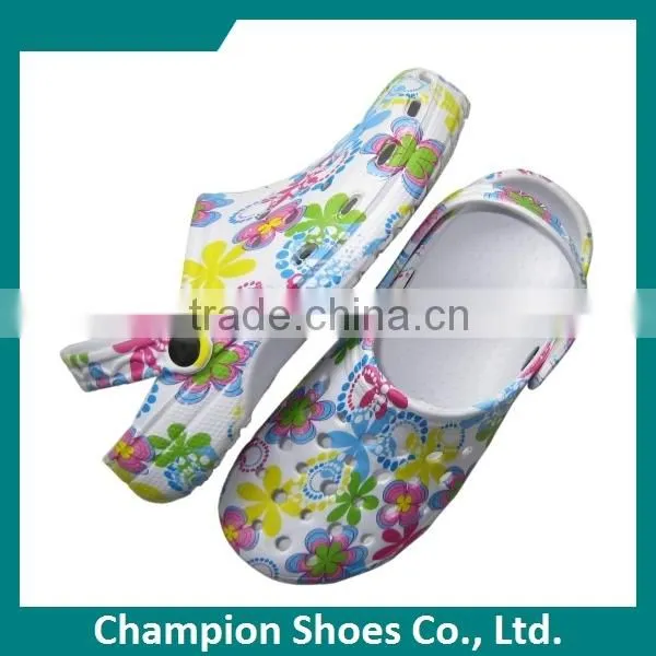 Custom Water-tranfer Printing Ladies Clogs Shoes