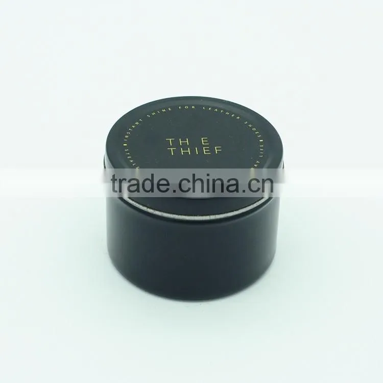 silvery tin scented soy candle with custom sticker
