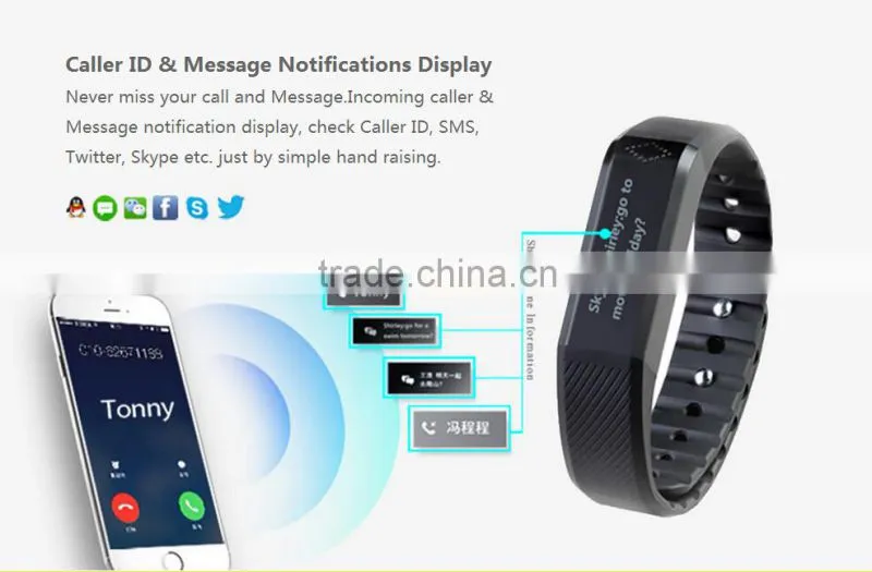 Bluetooth Waterproof bracelet pedometer, Touch Key Vibrating wristband, Smart Wristband With OLED Screen