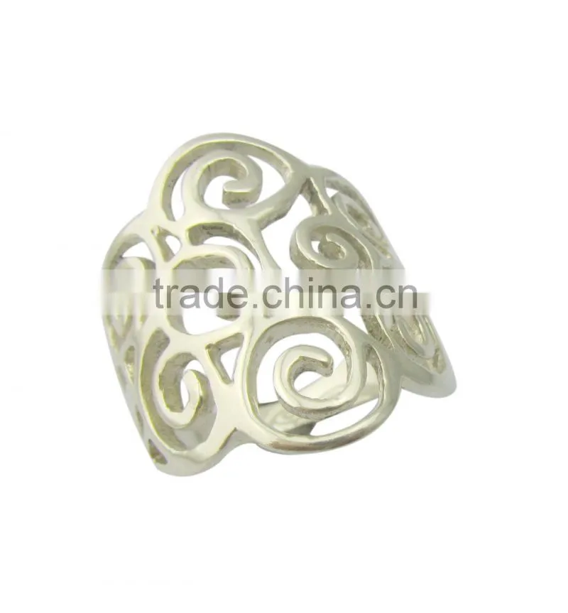 "God with Us"Plain Hollow Ring for Engagement,Silver Jewelry Fashion Couple Ring