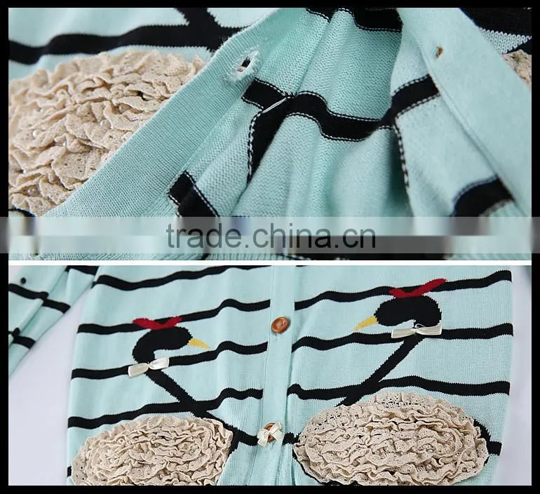 Alibaba China Fashion Top Quality Cartoon Design Girls cardigan sweater knitting bowknot pattern