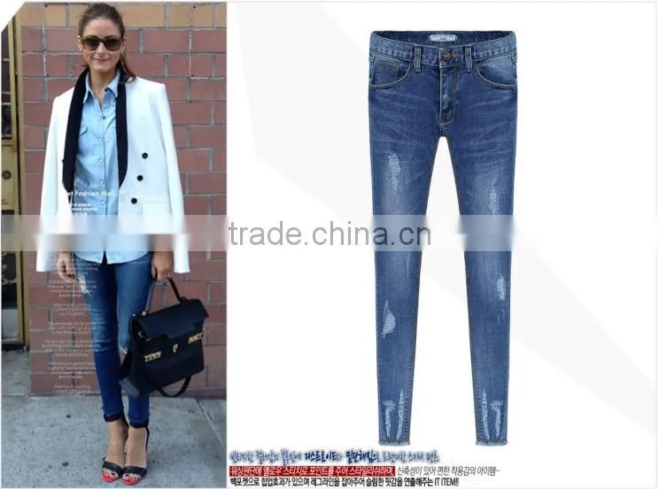 2014 Hot Sale Wholesale Women Jean pants Denim Blue Lady Skinny Pencil Denim Jean pants price cheapest hot
