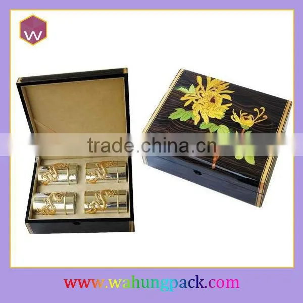 chinese antique wooden hand painted boxes nature wood tea box WH-0385