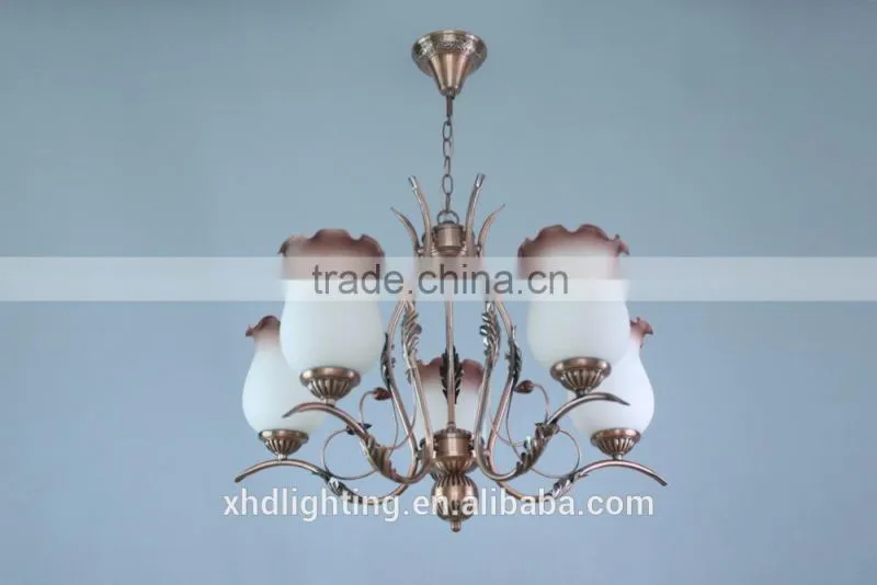 Retro Chandelier Pendant Light with Ivory Flower Glass Lamp Shade in Coozen Factory