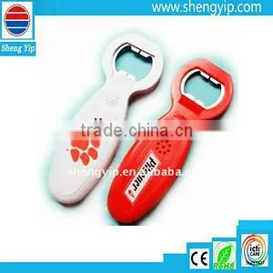 Talking toy bottle opener with custom music
