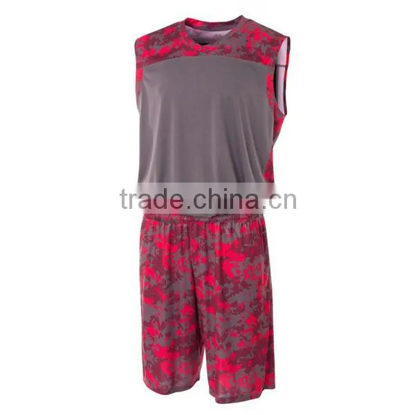 wholesale camouflage basketball uniform with sublimation and low moq