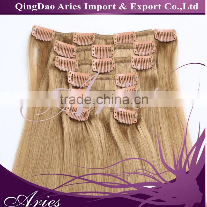 Wholesale 20inch 50cm Clip in Hair Extensions 100% human hair Extension 70gram OEM