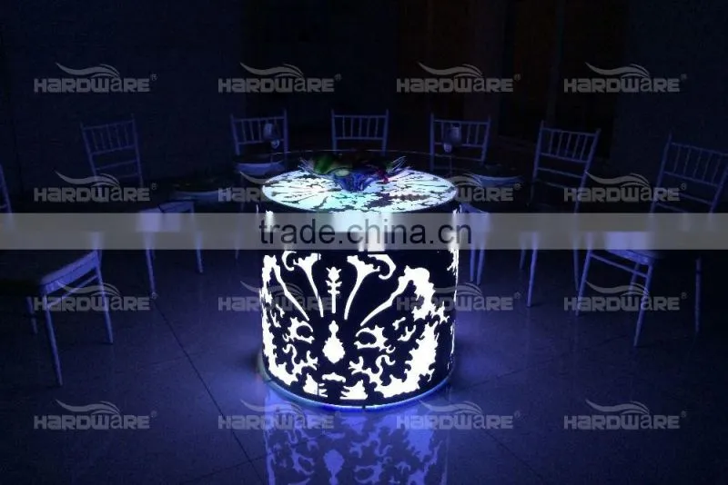 stainless steel and glass half round bar table / used bar tables