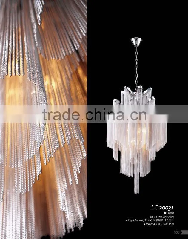 Metal Decorative Aluminium Silver chain chandelier LC20031