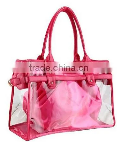 Clear transparent pvc tote large capacity beach bag for women