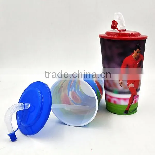 Disposable Different Capacity JoyShaker Plastic Cup With Straw 420ml Logo Print