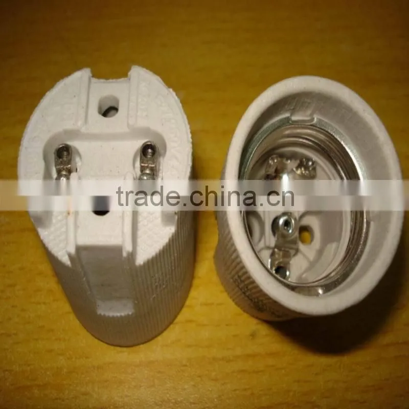 Set-screw terminal E27 F519 ceramic lamp holder with bracket