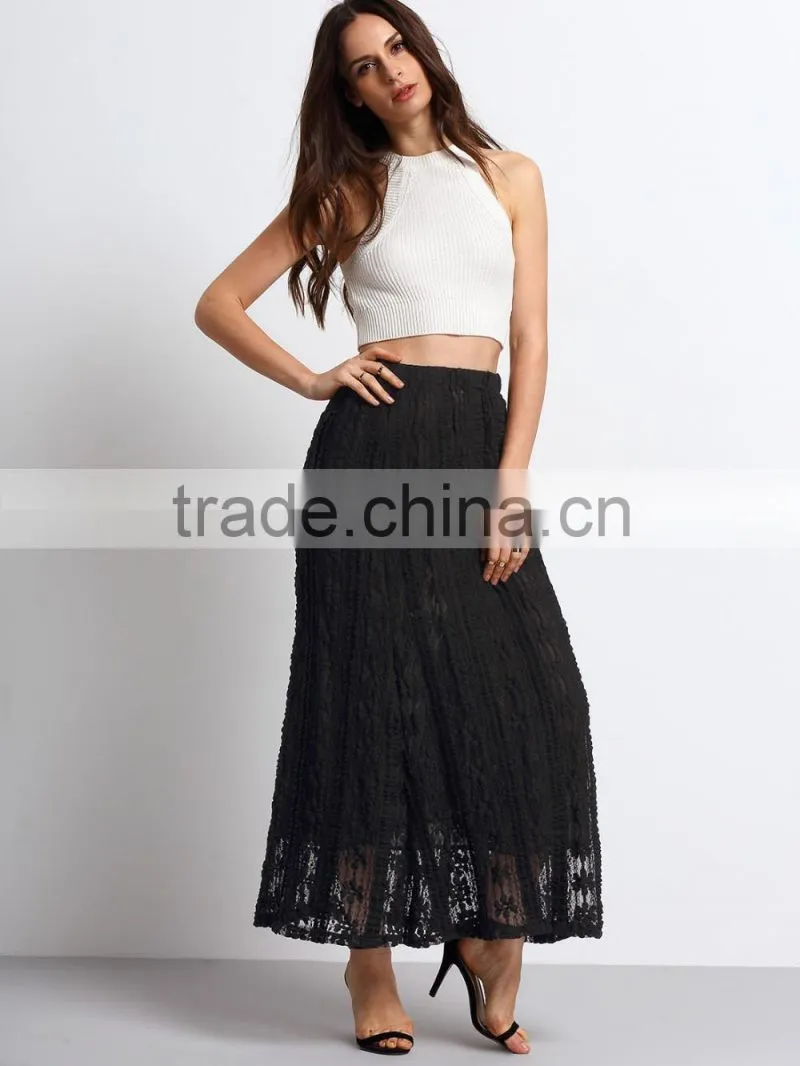 lace flare latest long skirt design for ladies