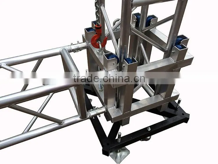 Aluminum truss system set up with chain hoist