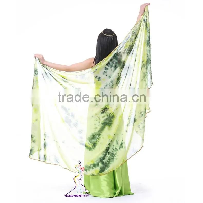 SWEGAL belly dance 100% silk veil fans SGBDD14008