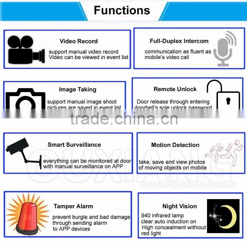 High quality Mobile Phone Remote Monitoring Intelligent Doorbell 720P App IOS, Android, doorbell intercom wifi