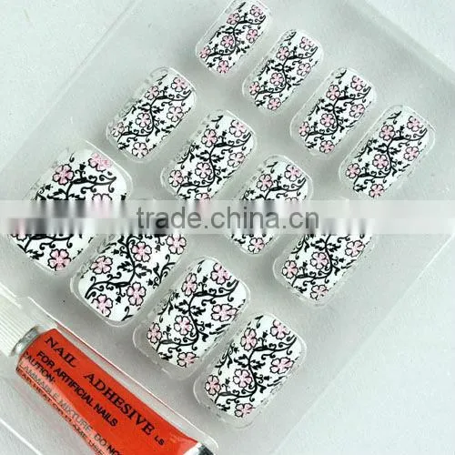 12PCS New flowers false DIY French design French Nail Tips
