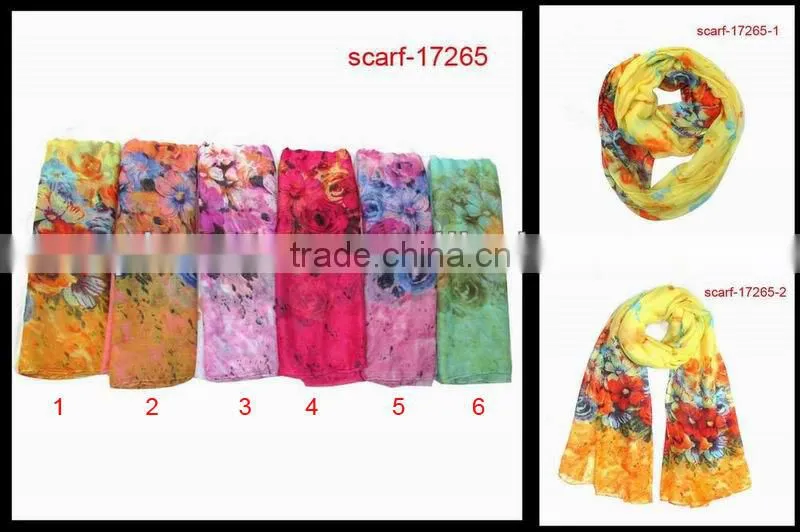 2014 fashion ladies flower printed scarf