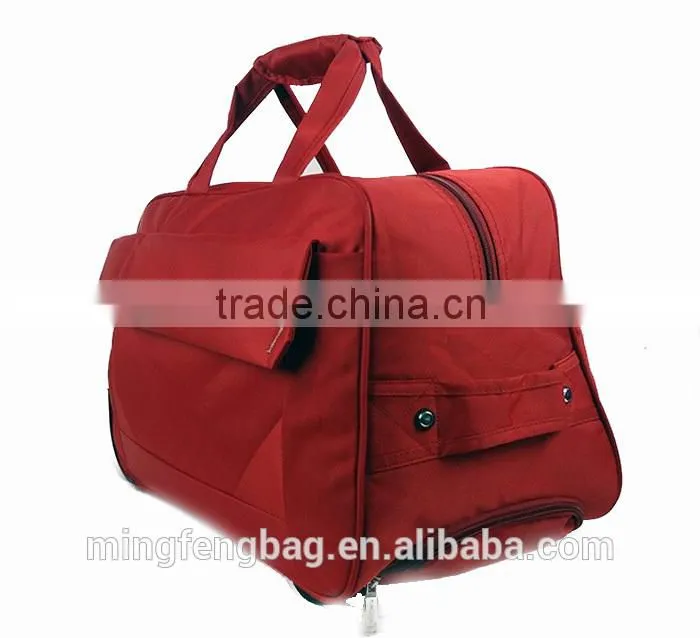 Trolley Bag red color portable 600D oxford trolley travel bag