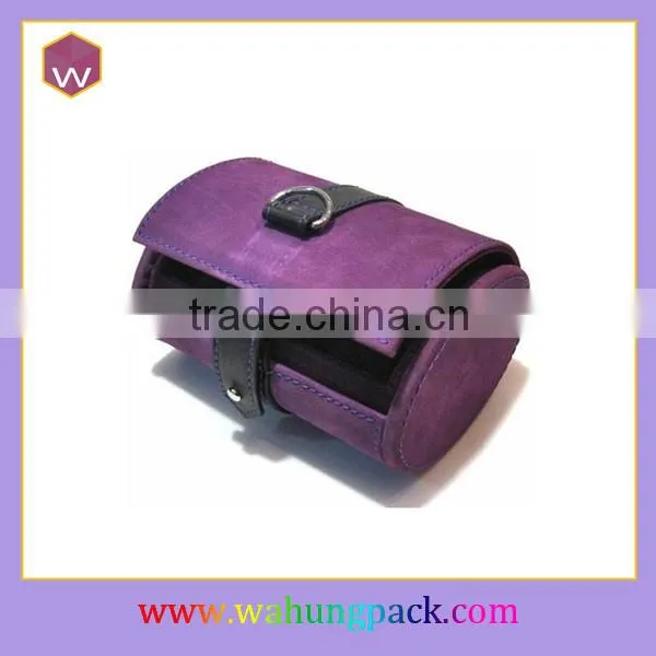 Round Roll /Cylinder-Shaped Leatherette 4 Slot Watch Box For Travel