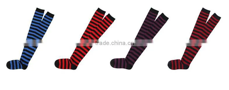 Red 100 Cotton Girls Socks Custom Design Long Women Socks Knee High Socks