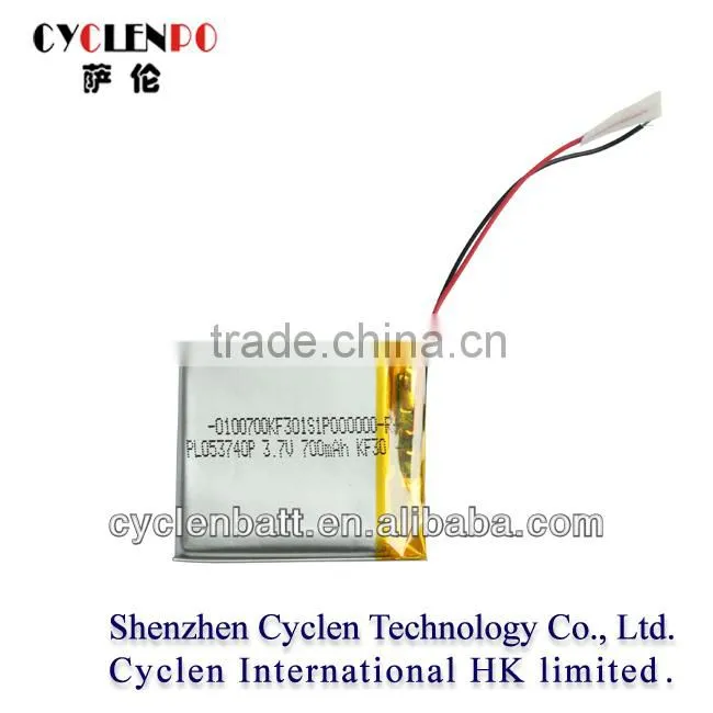 053740 lithium polymer battery 3.7v 700mah lipo battery for toys led flashlight
