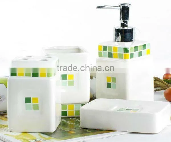 mosaic design square ceramic bathroom set