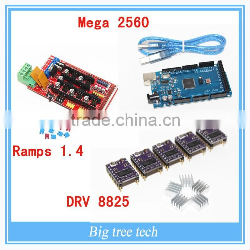wholesale alibaba 3D Printer 1pcs Mega 2560 R3 + 1pcs RAMPS 1.4 control panel+ 5pcs DRV8825 Stepper Motor Drive Carrier Reprap